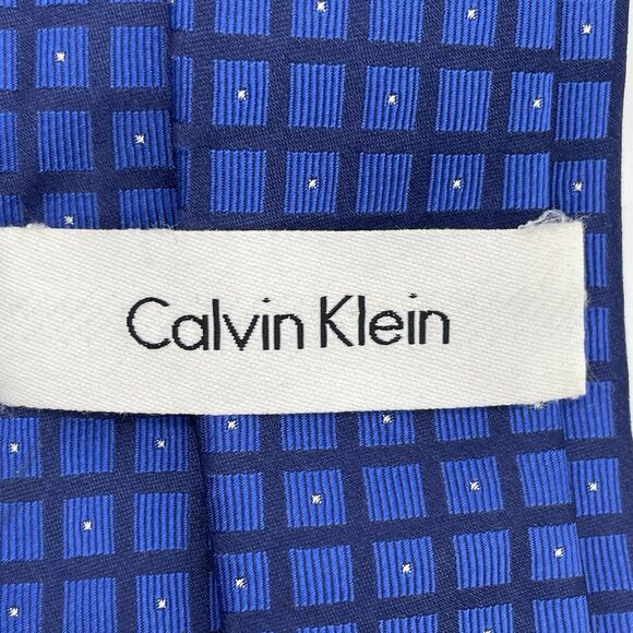 Calvin Klein Silk Blend Neckties Lot of 3 Blue Denim Window Pane Casual Elegant - Picture 6 of 16